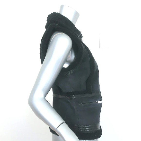 Vince Shearling Vest Navy & Black Size Extra Small - Picture 4 of 8